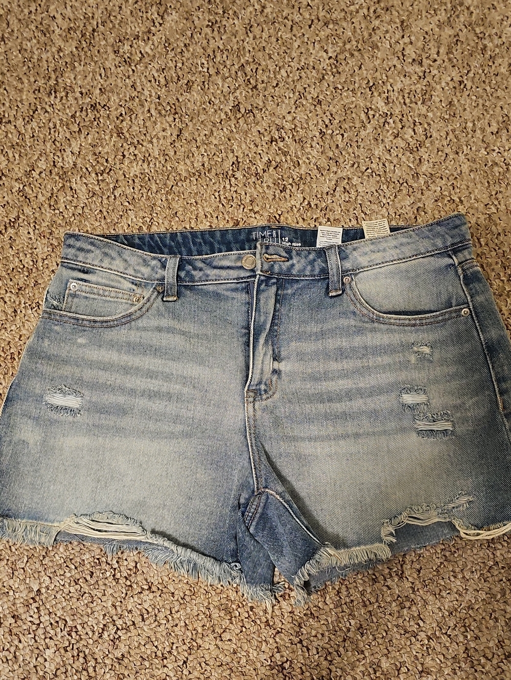Time and Tru Light Blue Distressed Denim Shorts